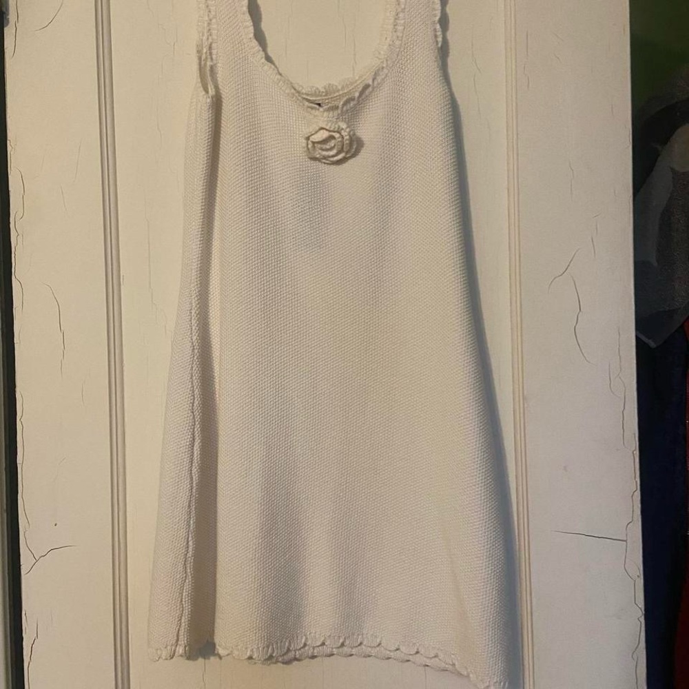 Crochet mini dress with flower 🌹